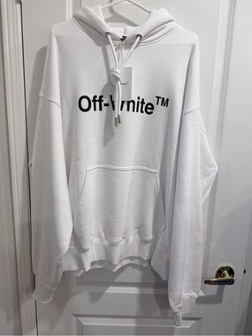 Off-White White Crewneck Logo Hoodie